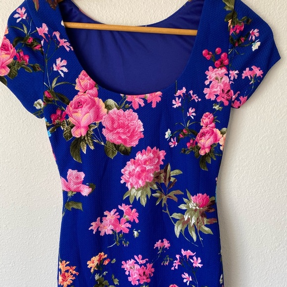 Vava voom pink rose royal blue midi dress Xs - Picture 7 of 16